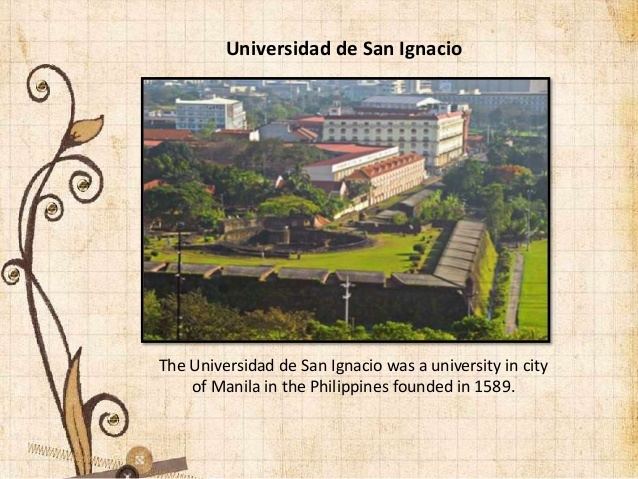 On the upper part, Universidad de San Ignacio's former location being occupied by the Pamantasan ng Lungsod ng Maynila. On the bottom part, a caption saying, "The Universidad de San Ignacio was a university in city of Manila in the Philippines founded in 1589".