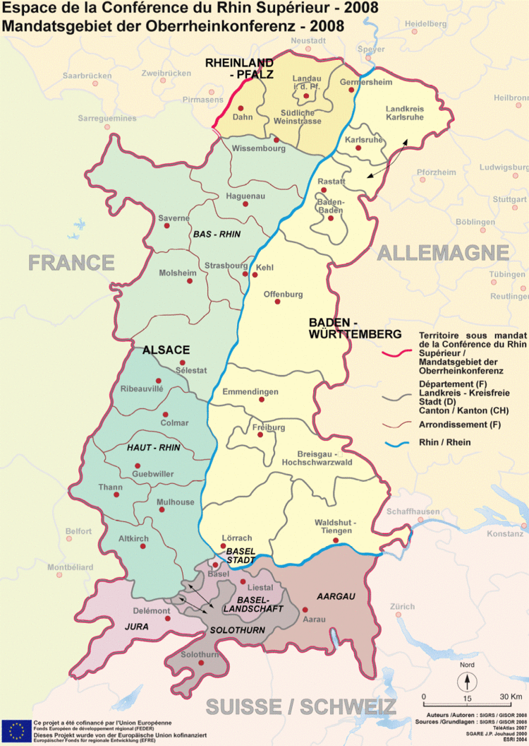 Upper Rhine UpperRhine at the FrenchGermanSwiss border transfrontier
