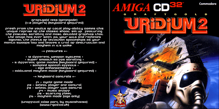 Uridium 2 RGCD Uridium 2 Amiga CD32 Keyboard Required