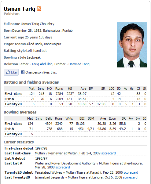 Usman Tariq Usman Tariq Pakistan Cricket Forum Cricistan