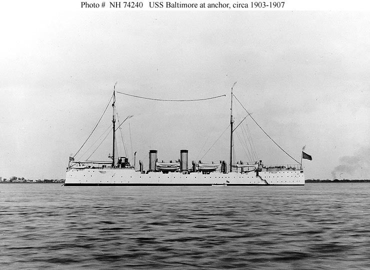 USS Baltimore (C-3) USN ShipsUSS Baltimore Cruiser 3 After Modification circa