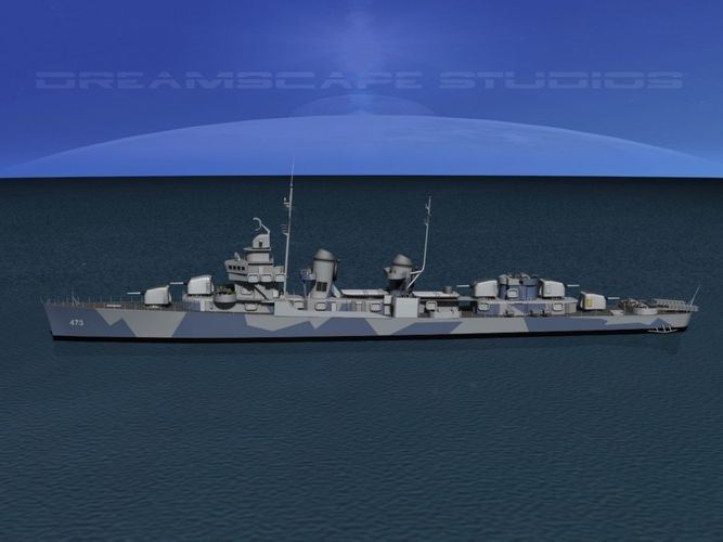 USS Bennett (DD-473) Fletcher Class Destroyer DD473 USS Bennett 3D Model rigged MAX OBJ