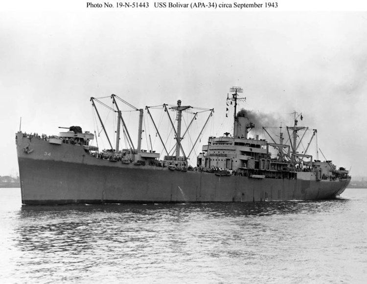 USS Bolivar (APA-34) wwwnavsourceorgarchives1003100303403jpg