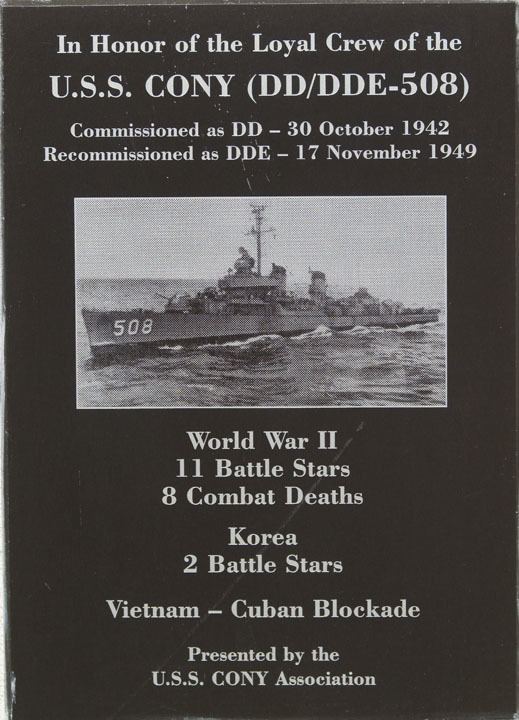 USS Cony (DD-508) Memorials