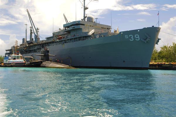 USS Emory S. Land (AS-39) USS Florida Moors Alongside USS Emory S Land in Diego Garcia