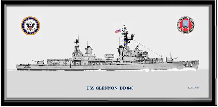 USS Glennon (DD-840) USS Glennon DD 840 in 1970s Ship Print Destroyers GM