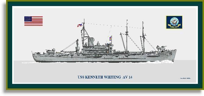 USS Kenneth Whiting (AV-14) USS Kenneth Whiting AV14 Print Other Ships GM PriorServicecom