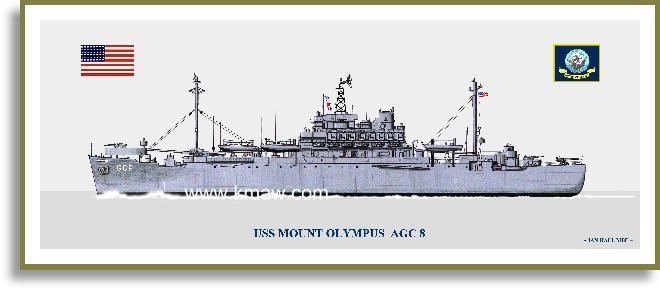 USS Mount Olympus USS Mount Olympus AGC8 Print Amphibious GM PriorServicecom