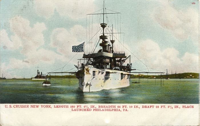 USS New York (ACR-2) USS New York ACR2 at anchor Postcards of Navy Ships and Navy Life