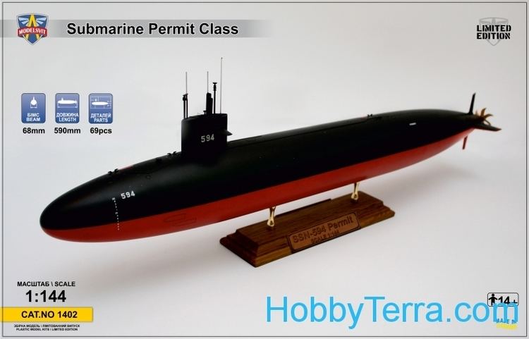 USS Permit (SSN-594) USS Permit SSN594 submarine in 1144 scale Modelsvit 1402