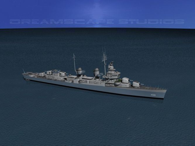 USS Philip (DD-498) Fletcher Class Destroyer DD498 USS Philip 3D Model rigged MAX OBJ
