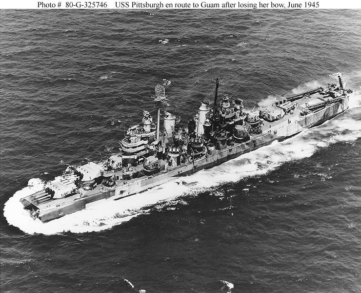 USS Pittsburgh (CA-72) USN ShipsUSS Pittsburgh CA72 Loss of Bow 5 June 1945