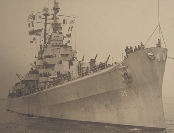 USS Spokane (CL-120) Large BampW Photograph of USS Spokane CL120 Cruis For Sale at