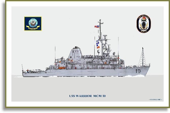 USS Warrior (MCM-10) USS Warrior MCM10 Print Minesweeper Prints PriorServicecom