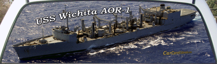 USS Wichita (AOR-1) USS Wichita AOR1 US Navy Oiler Ship truck rear window graphic mural