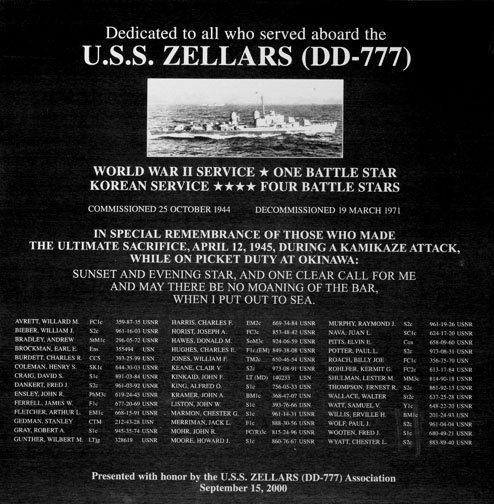 USS Zellars Memorials