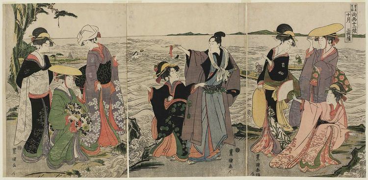 Utagawa Toyokuni Utagawa Toyokuni I The Tenth Month a Triptych Jgatsu
