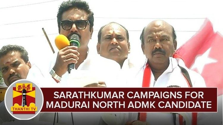 V. V. Rajan Chellappa Sarath Kumar Campaigns for Madurai North ADMK Candidate Rajan