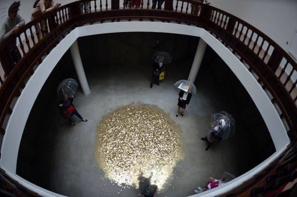 Vadim Zakharov Shower of Gold Coins in Russian Pavilion at Venice
