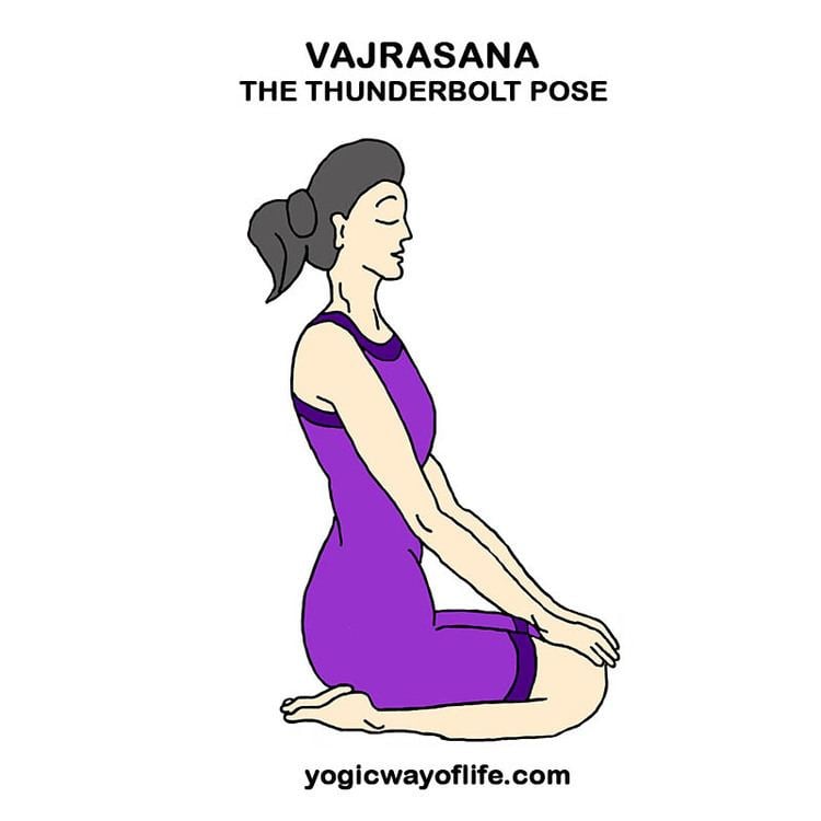 Vajrasana (yoga) Vajrasana Thunderbolt Pose Yoga asana to improve Digestion