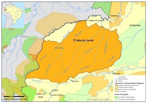 A map of Vale do Javari shows the places in Brazil and also the place and territories where the natives live.