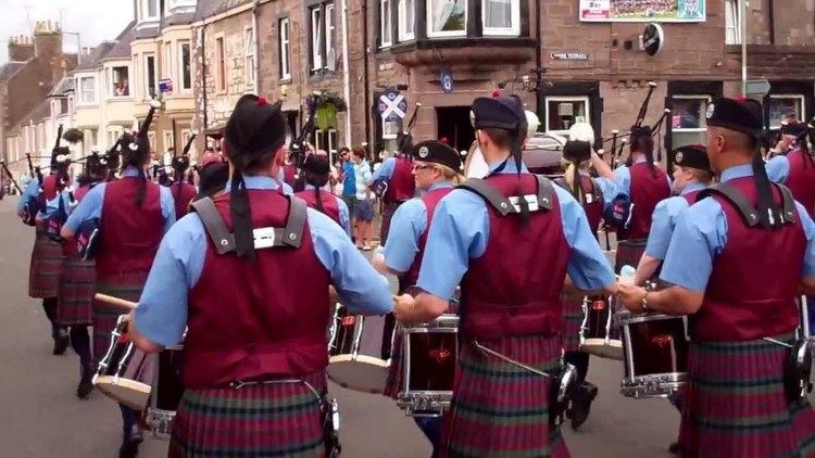 Vale of Atholl Pipe Band Vale of Atholl Pipe Band Marching Through Crieff Perthshire Scotland