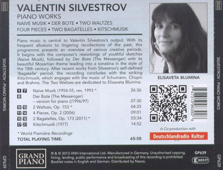 Valentyn Sylvestrov Valentin Silvestrov Piano Works Elisaveta Blumina piano