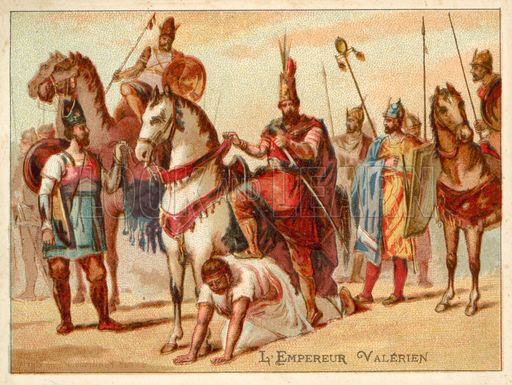 Valerian (emperor) The Persian King Shapur I using the captured Roman Emperor Valerian