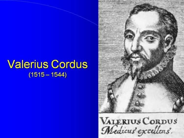 Valerius Cordus La matrise de la Douleur