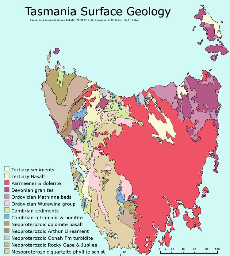 Variation of Tasmanian vegetation from East to West