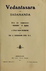 Vedantasara (of Sadananda) httpscoversopenlibraryorgbid6573060Mjpg