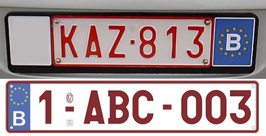 Vehicle registration plates of Belgium
