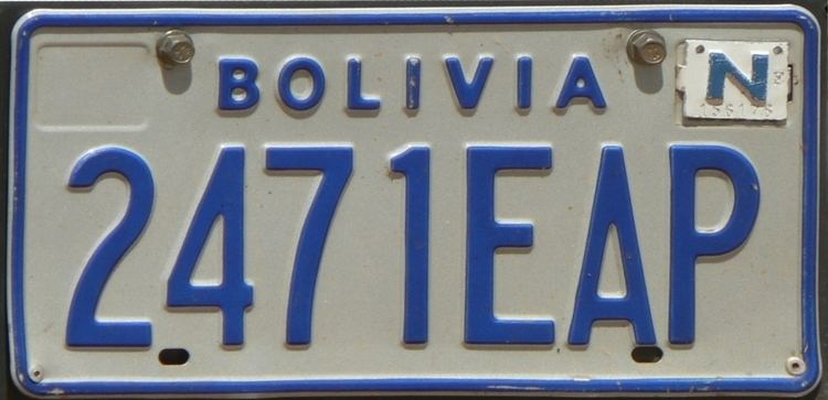 Vehicle registration plates of Bolivia