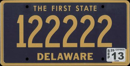 Vehicle registration plates of Delaware