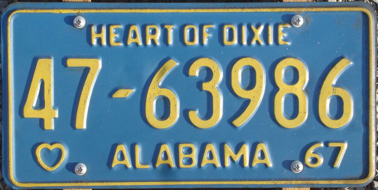 Vehicle registration plates of the United States for 1967