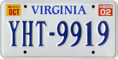 Vehicle registration plates of Virginia