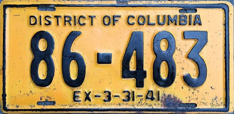 Vehicle registration plates of Washington, D.C.