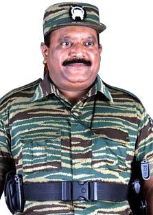 Velupillai Prabhakaran wearing his uniform
