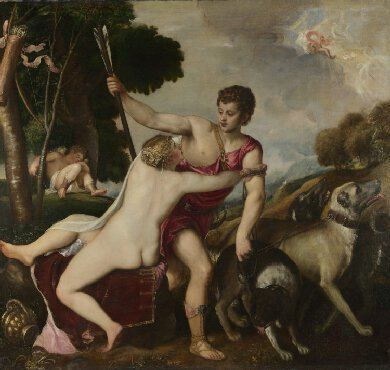 Venus and Adonis (Titian, Madrid) Workshop of Titian Venus and Adonis NG34 National Gallery London