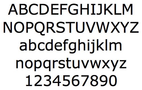 Verdana Common Fonts and what they look like