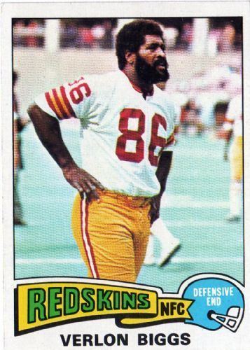 Verlon Biggs WASHINGTON REDSKINS Verlon Biggs 303 TOPPS 1975 NFL American