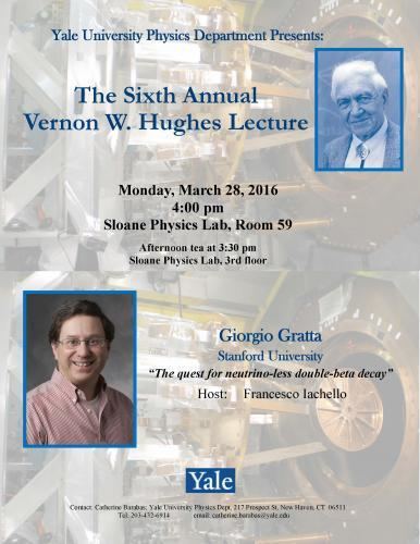 Vernon W. Hughes Vernon W Hughes Lecture to be held on Monday March 28 2016
