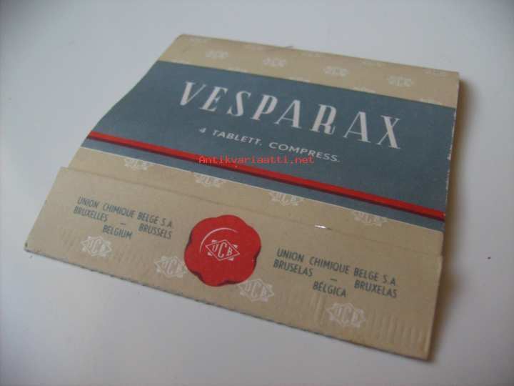 Vesparax Vesparax tyhj tablettipakkaus pahvia lkepakkaus apteekki UCB