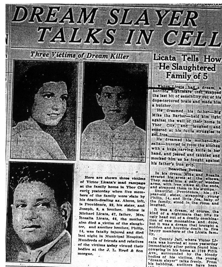 Victor Licata Dream Slayer Talks in Cell Tampa Daily Times 1933