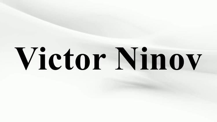 A white background with lines and shadow with Victor Ninov written in front.