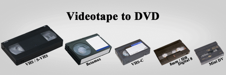 Picture showing different types of Video Tape formats.