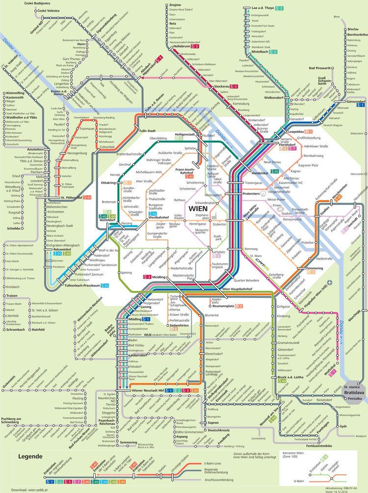 Vienna S-Bahn Map of Vienna commuter rail s bahn stations amp lines
