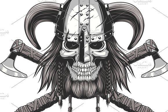 Viking Skull Viking Skull in helmet Illustrations on Creative Market