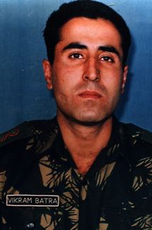 Vikram Batra posing wearing a soldiers outfit and with no beard.