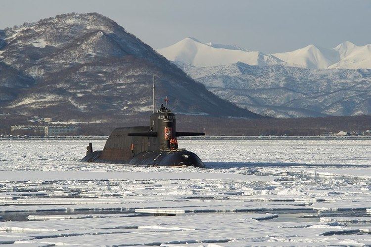 Vilyuchinsk Russian Navy ballistic missile submarine Saint George returning to